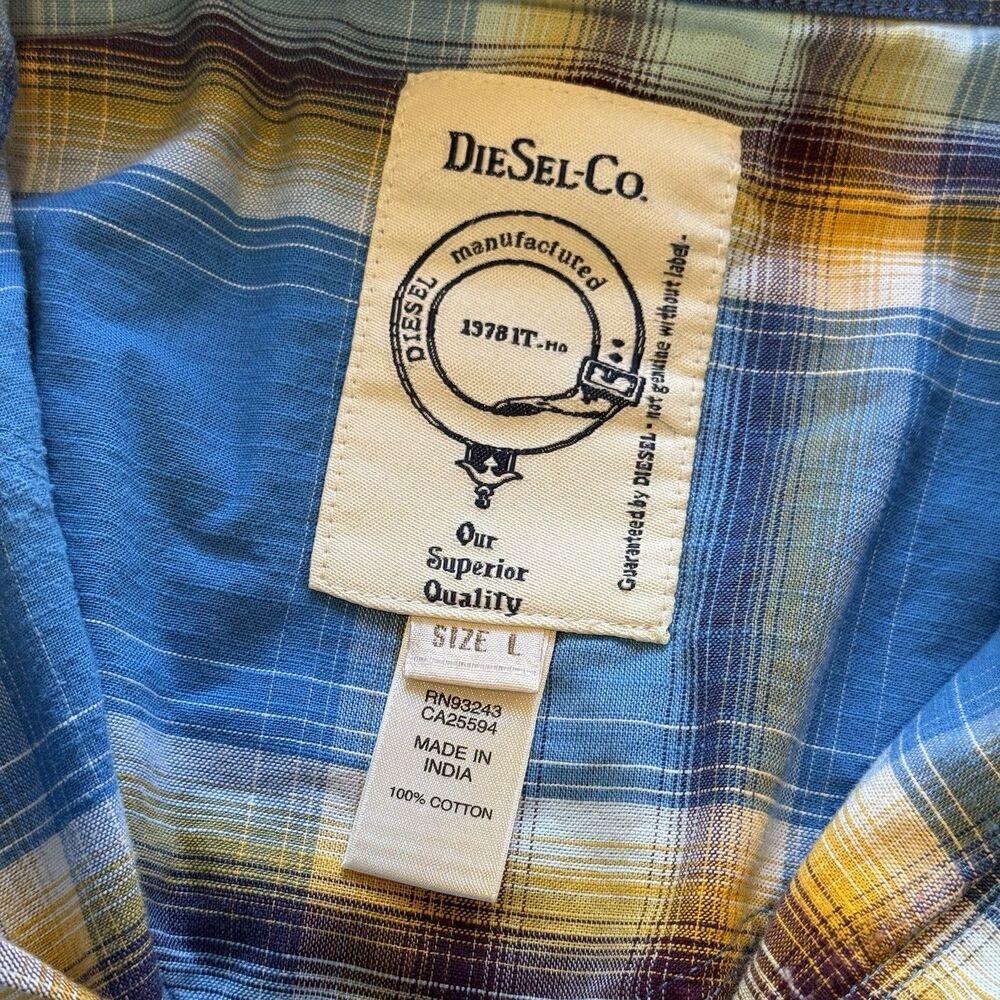Diesel Co 1978 Plaid Western Pearl Snap Shirt Mens Large Blue 100% Cotton - Picture 6 of 9